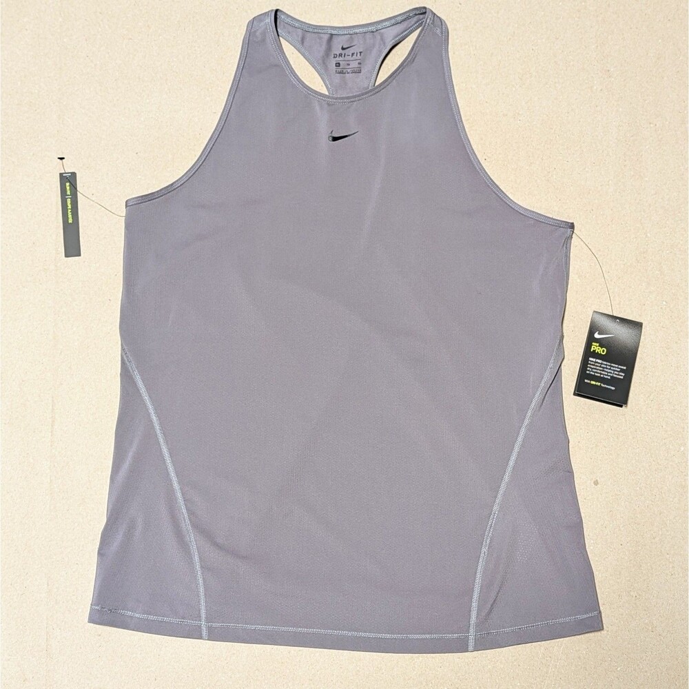 Nike Pro Dri Fit Slim Fit Racer Back Tank Top Training Womens Sz XL Purple/Gray